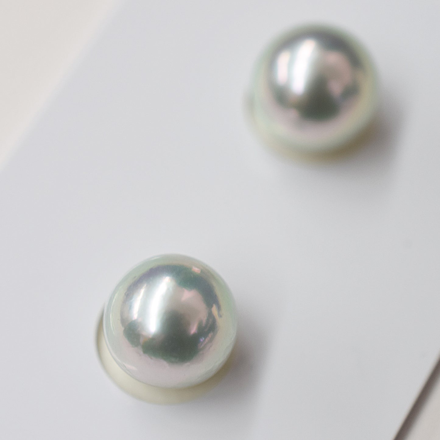 AAA rank Madama color 9mm - 9.5 mm Natural 1pair 2pc Real Akoya Pearl studs Earring Japan Japanese Seawater reenspearl birthday Loose あこや 真珠