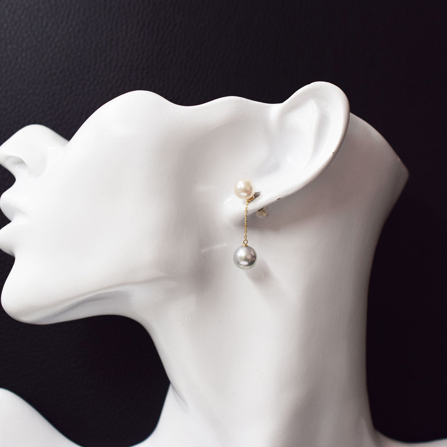 【K18YG / K14WG】Rare White Pink & Natural color 7.5mm × 8mm earrings Real Seawater Akoya Pearl Japan reenspearl Akoyapearl both ears japanese あこや 真珠