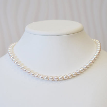 Actual product Hanadama rank white pink 6.5mm - 7mm Sea Real Akoya pearl strand choker necklace Japan Japanese Seawater Silver925