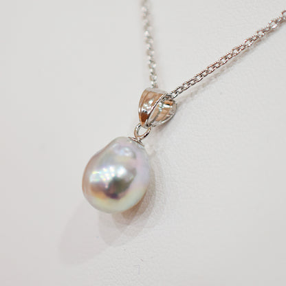 <SALE> Limited to actual item Pendant top Necklace Natural color Baroque 10.3mm Real Akoya Pearl Japan 17.7inch Japanese