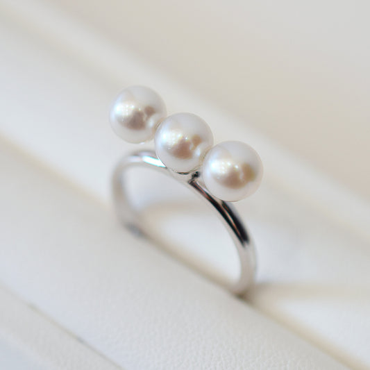 Actual product Rare White pink 6mm - 6.5mm Ring Sea Real Akoya Pearl From Japan SV925 Silver reenspearl akoyapearl