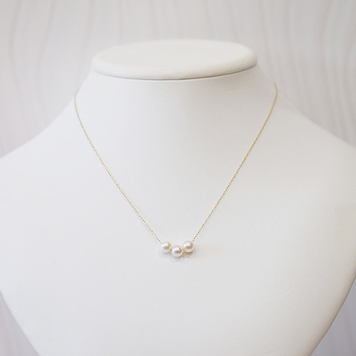 【 K10 / K18 】Rare White pink 5.5mm - 6.5mm Seawater Real Akoya Pearl 3pc necklace AkoyaPearl Japan あこや 真珠