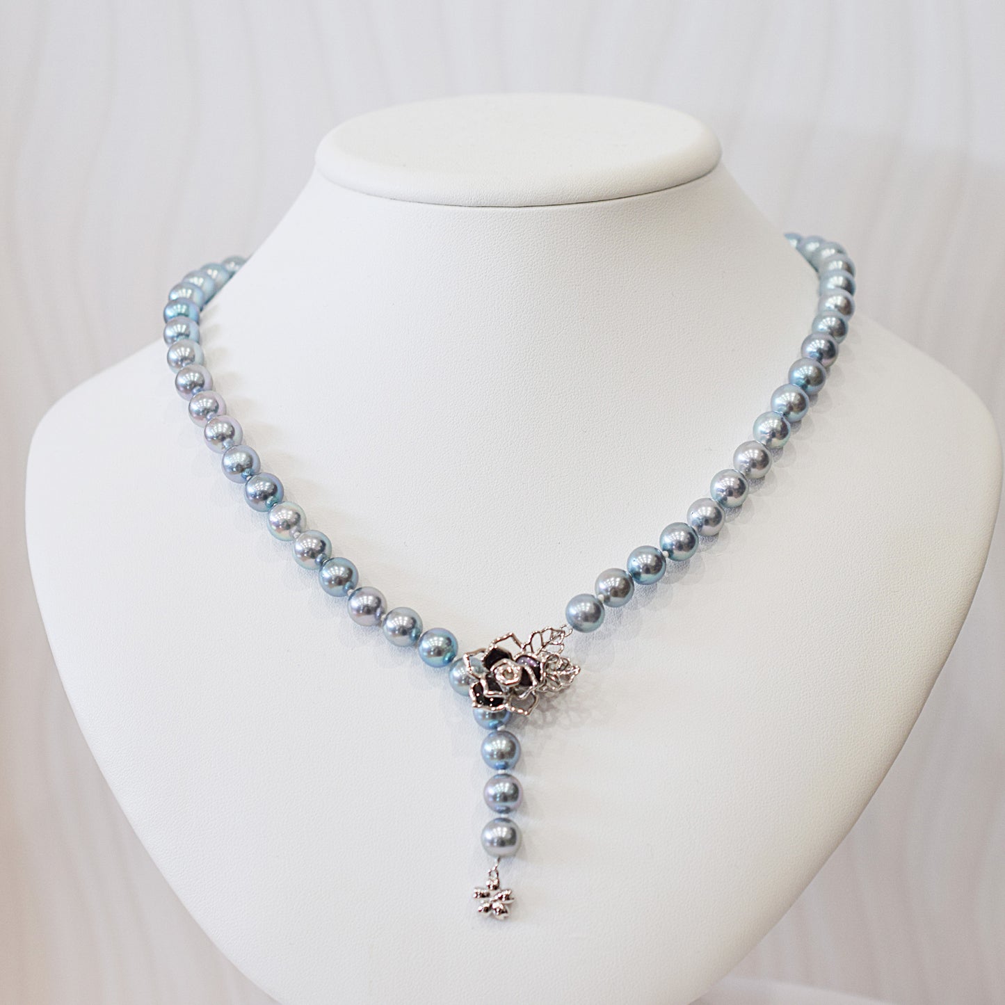 <SALE> Limited to actual item Necklace Cobalt Dyed color akoya pearl 8mm - 8.5mm Real Akoya Pearl From Japan 21.2inch starand choker reenspearl