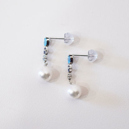 Hanadama rank Whitepink 5.5mm - 6.5mm K14WG Earrings Semi-precious stone Japan Blue topaz Iolite