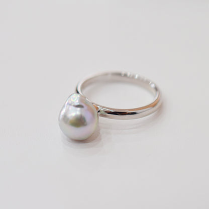 ［You can choose the pearl］Akoya Baroque pearl 8mm - 9mm Natural color Ring Sea Real akoya pearl From Japan 1pc pearl SV925 Silver reenspearl akoyapearl ring