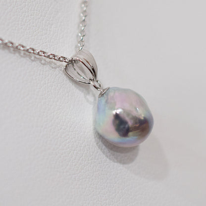 <SALE> Limited to actual item Pendant top Necklace Natural color Baroque 10mm Real Akoya Pearl Japan 17.7inch Japanese
