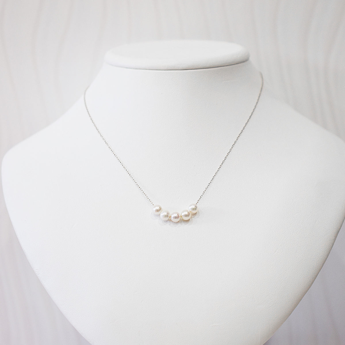 【 K10 / K18 】Rare White pink 5.5mm - 6.5mm Seawater Real Akoya Pearl 5pc necklace AkoyaPearl Japan あこや 真珠