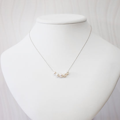 【 K10 / K18 】Rare White pink 5.5mm - 6.5mm Seawater Real Akoya Pearl 5pc necklace AkoyaPearl Japan あこや 真珠