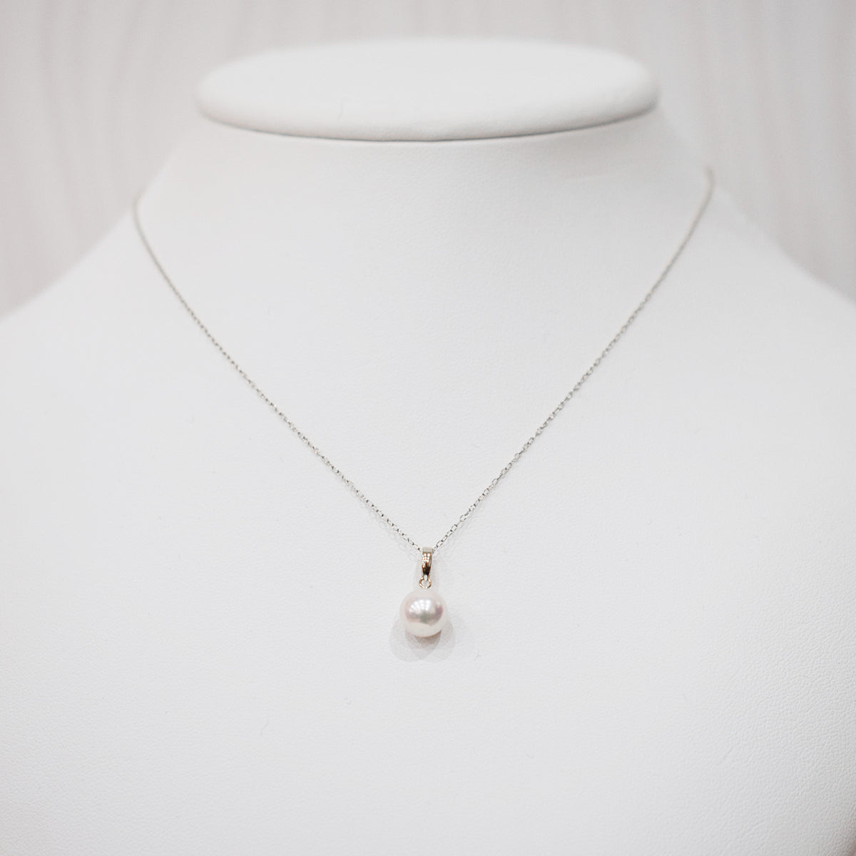 【K18YG / K18WG】Tennyo color White pink 8mm - 8.5mm pendant necklace Akoya Pearl Real Japan Seawater pearl reenspearl akoyapearl