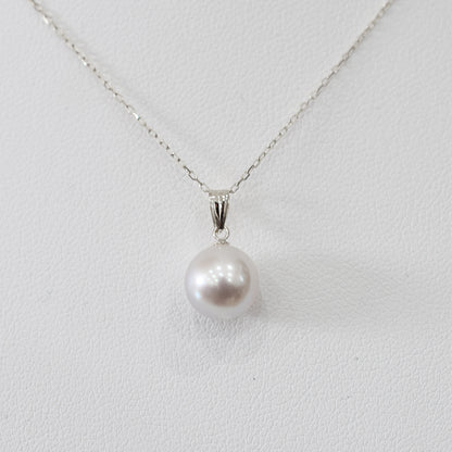 【K18YG / K18WG】Ultra Rare Natural 8mm - 9mm Madama rank Akoya Pearl Japan Akoyapearl Pendant Necklace birthday あこや 真珠 日本