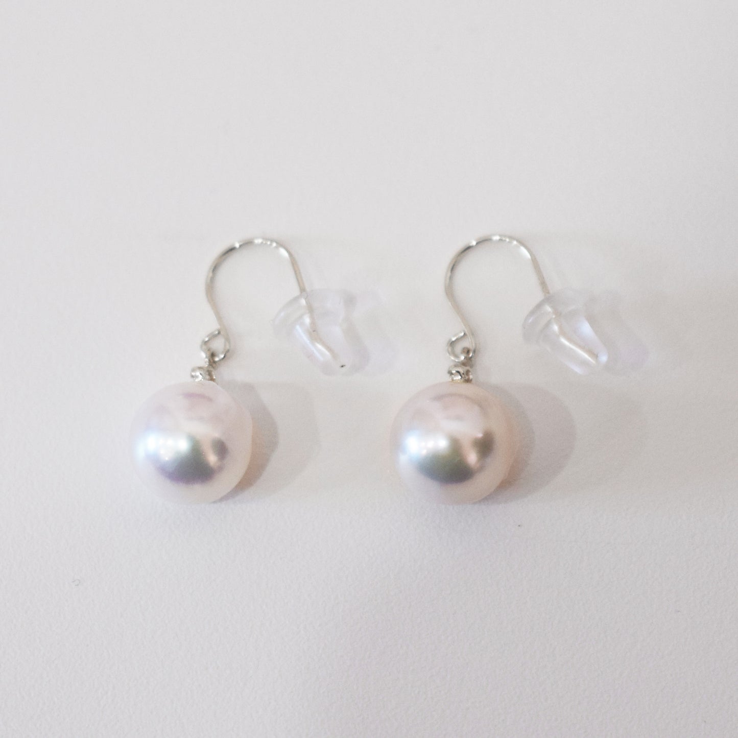 【K18YG / K14WG】Hanadama rank Whitepink 7.5mm - 8.5mm Earring Diamond 0.02ct Seawater Real Akoya Pearl Japan anniversary Japanese Wedding あこや 真珠