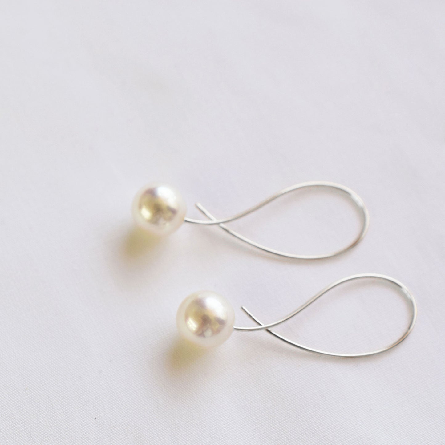 Hanadama rank 7.5mm - 9.5mm Whitepink Earrings K14WG Real Akoya Pearl Japan Akoyapearl