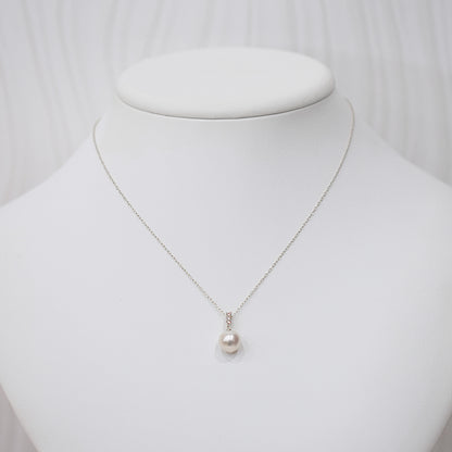 【K18YG / K18WG】Hanadama rank White pink 8mm - 9.5mm Diamond pendant necklace Akoya Pearl Real Japan Seawater pearl