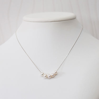 【K10 / K18】Rare White pink 5.5mm - 6.5mm Seawater Real 5pc Akoya Pearl necklace AkoyaPearl Japan あこや 真珠