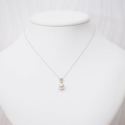 Hanadama rank White pink 8mm - 9.5mm Diamond 14K pendant necklace Akoya Pearl Real Japan Seawater pearl SIKC420 RP0009