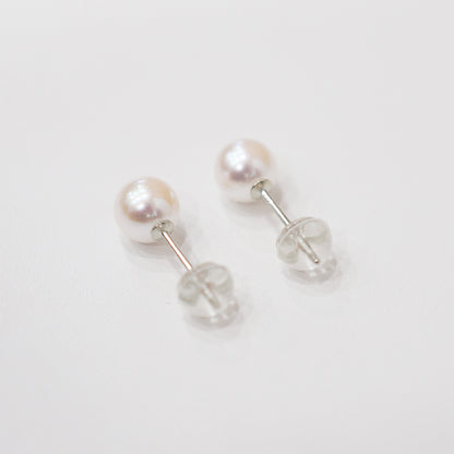 【K14】 Hanadama rank 6mm - 6.5mm Seawater Akoya Pearl White Pink Stud Earring Japan anniversary Japanese Seawater birthday 真珠 あこや 花珠