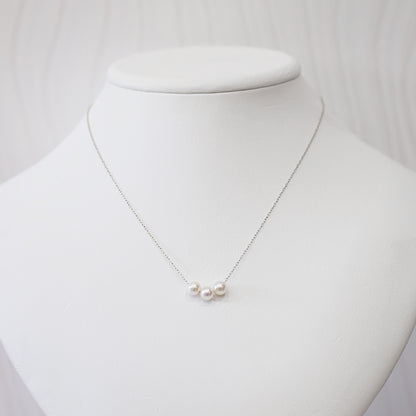 【 K10 / K18 】Rare White pink 5.5mm - 6.5mm Seawater Real Akoya Pearl 3pc necklace AkoyaPearl Japan あこや 真珠