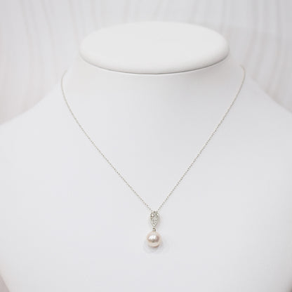 【K18YG / K14WG】Hanadama rank White pink 8mm - 9.5mm Diamond pendant necklace Akoya Pearl Real Japan Seawater pearl
