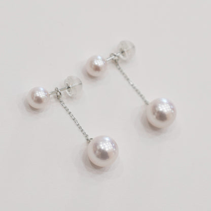 【K18YG / K14WG】 Rare White Pink 5.5mm × 8mm earrings Real Seawater Akoya Pearl Japan reenspearl Akoyapearl both ears japanese あこや 真珠