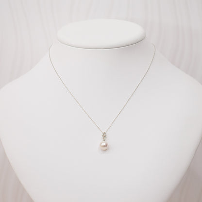 Hanadama rank White pink 8mm - 9.5mm Diamond 18K pendant necklace Akoya Pearl Real Japan Seawater pearl SIKC420 RP0007