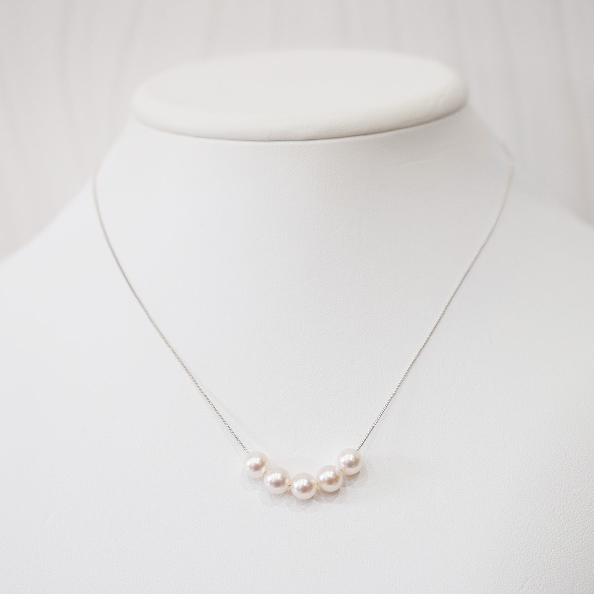 【K10 / K18】Rare White pink 5.5mm - 6.5mm Seawater Real 5pc Akoya Pearl necklace AkoyaPearl Japan あこや 真珠