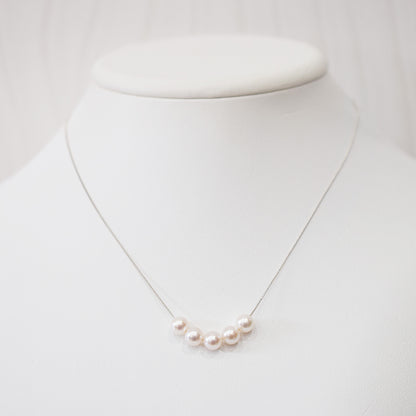 【K10 / K18】Rare White pink 5.5mm - 6.5mm Seawater Real 5pc Akoya Pearl necklace AkoyaPearl Japan あこや 真珠
