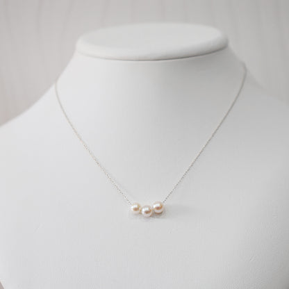 【 K10 / K18 】Rare White pink 5.5mm - 6.5mm Seawater Real Akoya Pearl 3pc necklace AkoyaPearl Japan あこや 真珠