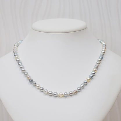 Limited to actual item Necklace Natural Multi color Semi-round Baroque 6mm - 7mm Akoya Pearl Japan 19.4inch starand choker