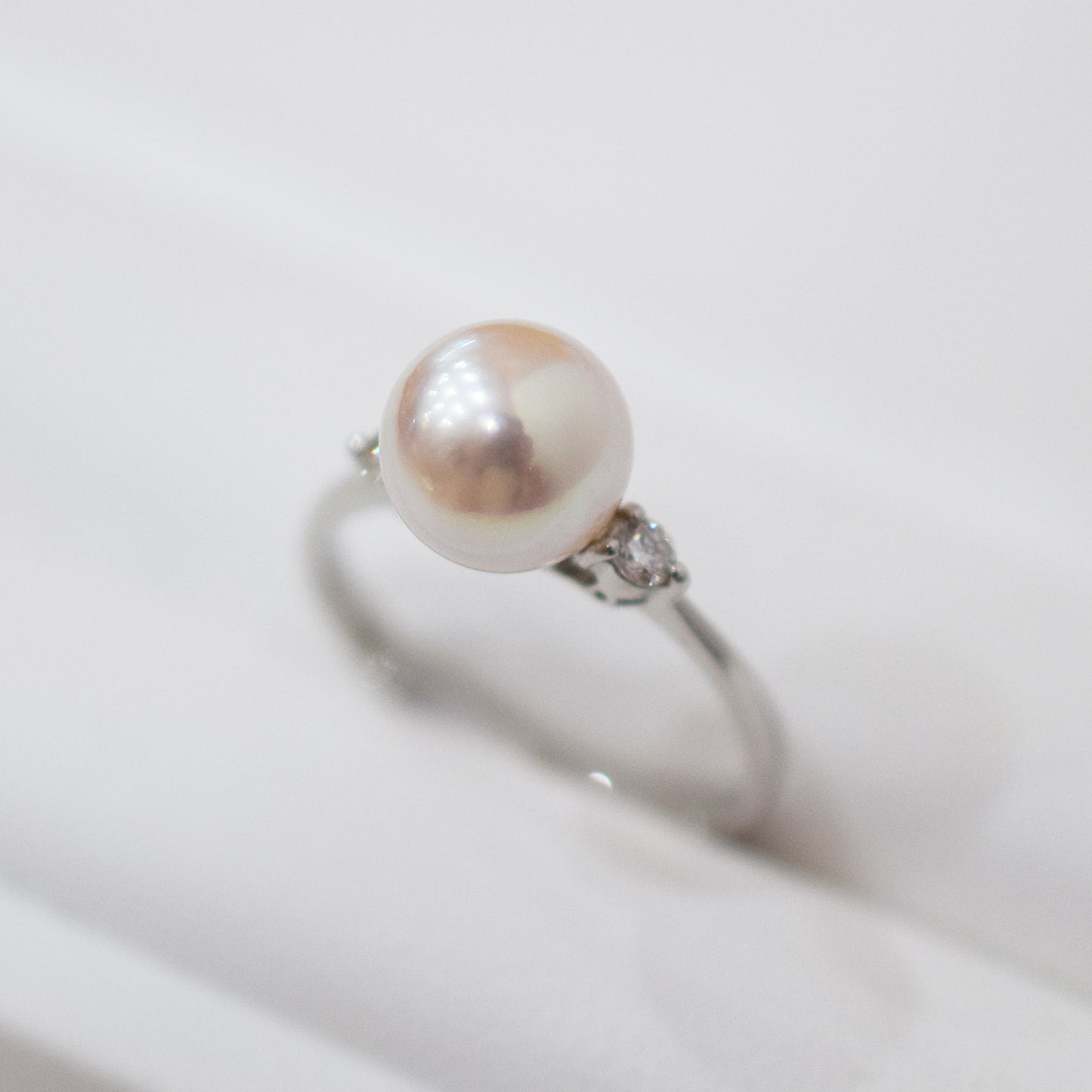 Actual product Rare White pink 8mm - 8.5mm Ring Sea Real Akoya Pearl From Japan Pt900 reenspearl akoyapearl