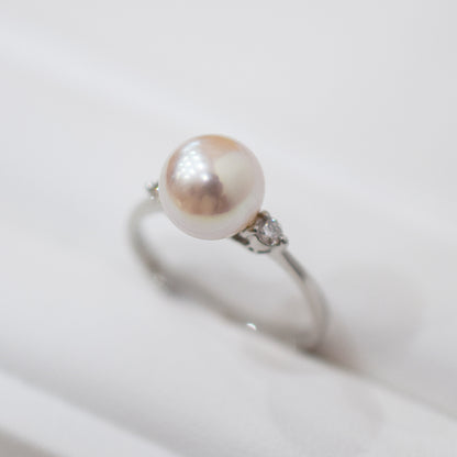 Actual product Rare White pink 8mm - 8.5mm Ring Sea Real Akoya Pearl From Japan Pt900 reenspearl akoyapearl