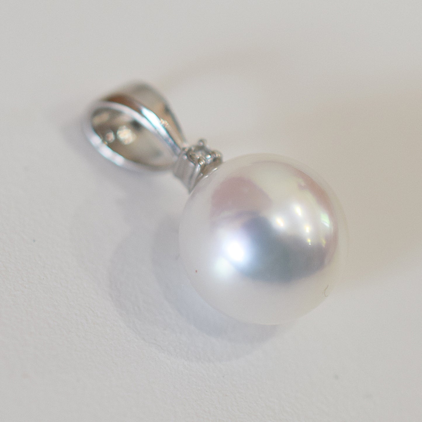 Limited to actual item penrant top Only 9.3mm 14K WG White pink Seawater Real akoya Pearl Japan birthday あこや 真珠 reenspearl