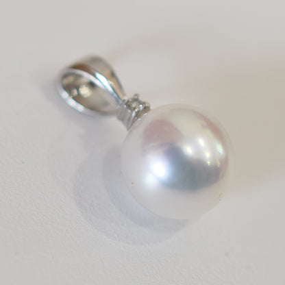Limited to actual item penrant top Only 9.3mm 14K WG White pink Seawater Real akoya Pearl Japan birthday あこや 真珠 reenspearl