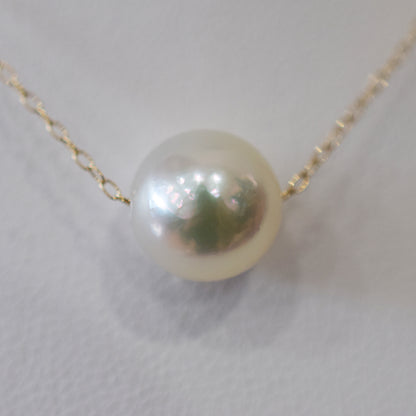 <SALE> Limited to actual item Natural color 9mm - 9.5mm Semi - Round K10YG necklace Seawater Real Akoya Pearl Japan
