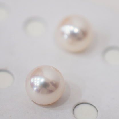 AAA rank 8mm - 8.5mm White pink tennyo color Akoya Pearl Earring Japan Japanese Seawater pearl reenspearl 18K 14K akoyapearl 1pair 2pc