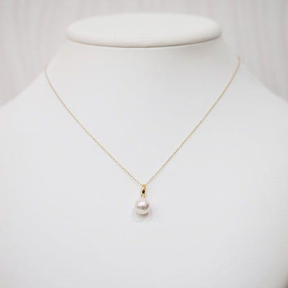【K18YG / K18WG】Tennyo color White pink 8mm - 8.5mm pendant necklace Akoya Pearl Real Japan Seawater pearl reenspearl akoyapearl