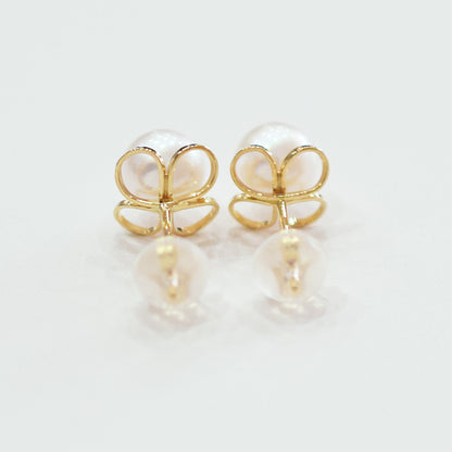 【K18YG / K14WG】Hanadama rank 6mm - 6.5mm Seawater Akoya Pearl White Pink Stud Earring Japan anniversary Japanese Seawater birthday 真珠 あこや 花珠級