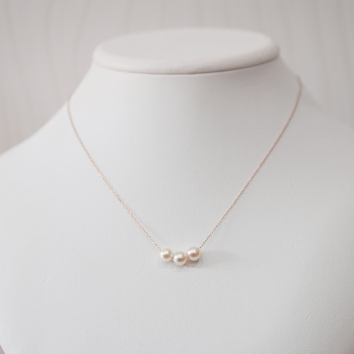【 K10 / K18 】Rare White pink 5.5mm - 6.5mm Seawater Real Akoya Pearl 3pc necklace AkoyaPearl Japan あこや 真珠