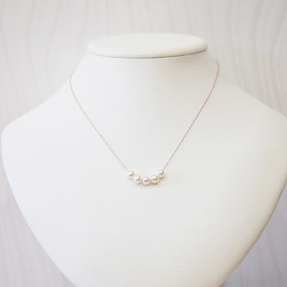 【 K10 / K18 】Rare White pink 5.5mm - 6.5mm Seawater Real Akoya Pearl 5pc necklace AkoyaPearl Japan あこや 真珠