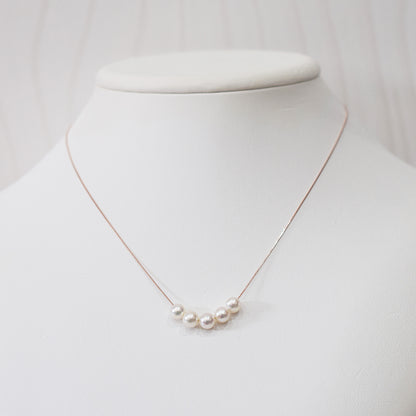 【K10 / K18】Rare White pink 5.5mm - 6.5mm Seawater Real 5pc Akoya Pearl necklace AkoyaPearl Japan あこや 真珠