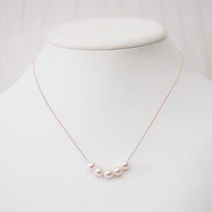 【K10 / K18】Rare White pink 5.5mm - 6.5mm Seawater Real 5pc Akoya Pearl necklace AkoyaPearl Japan あこや 真珠