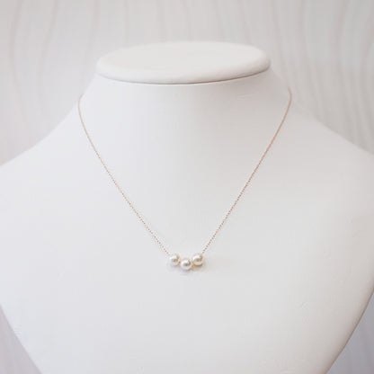 【 K10 / K18 】Rare White pink 5.5mm - 6.5mm Seawater Real Akoya Pearl 3pc necklace AkoyaPearl Japan あこや 真珠