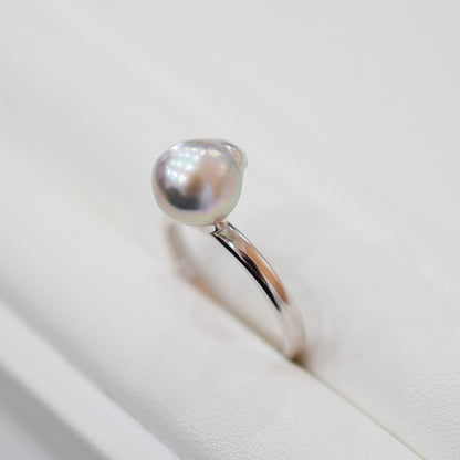 ［You can choose the pearl］Akoya Baroque pearl 8mm - 9mm Natural color Ring Sea Real akoya pearl From Japan 1pc pearl SV925 Silver reenspearl akoyapearl ring