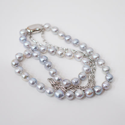 Limited to actual item Necklace Natural color Baroque 8 - 9mm Akoya Pearl Japan 16.5inch starand choker SV925