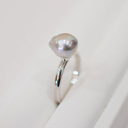 ［You can choose the pearl］Akoya Baroque pearl 8mm - 9mm Natural color Ring Sea Real akoya pearl From Japan 1pc pearl SV925 Silver reenspearl akoyapearl ring