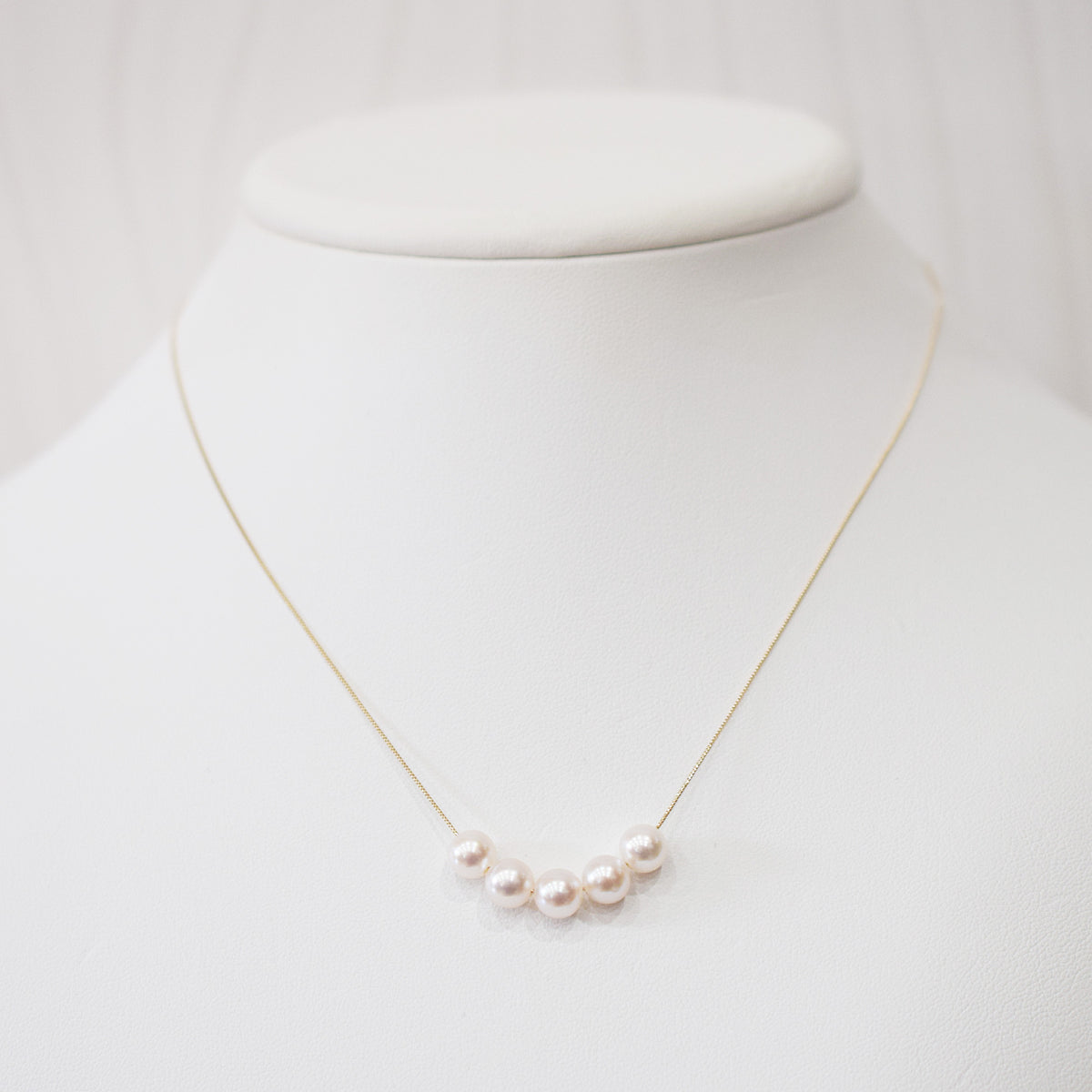 【K10 / K18】Rare White pink 5.5mm - 6.5mm Seawater Real 5pc Akoya Pearl necklace AkoyaPearl Japan あこや 真珠