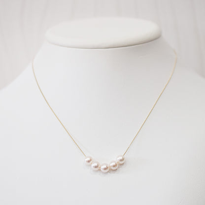 【K10 / K18】Rare White pink 5.5mm - 6.5mm Seawater Real 5pc Akoya Pearl necklace AkoyaPearl Japan あこや 真珠