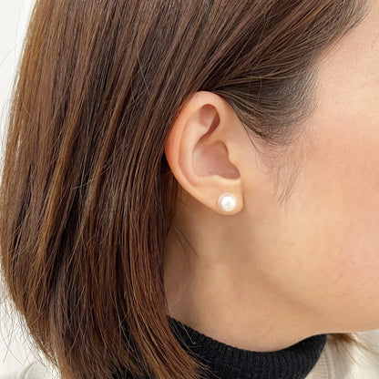 【K10YG / K10WG】 Hanadama rank 7.5mm - 8.5mm Seawater Akoya Pearl White Pink Stud Earring Japan anniversary Japanese Seawater birthday 真珠 あこや 花珠級