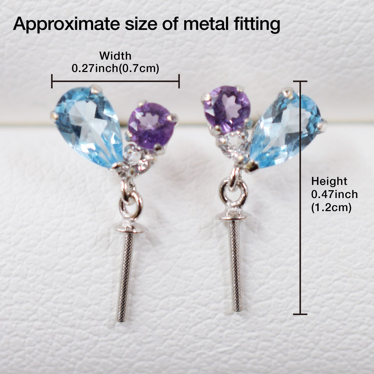 Only metal fittings K14WG stud earring Metal fitting Semi-precious stone Recommended for pearls under 9.5mm