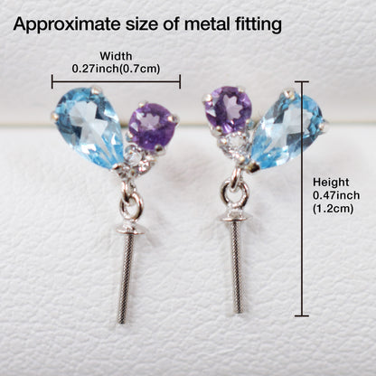 Only metal fittings K14WG stud earring Metal fitting Semi-precious stone Recommended for pearls under 9.5mm
