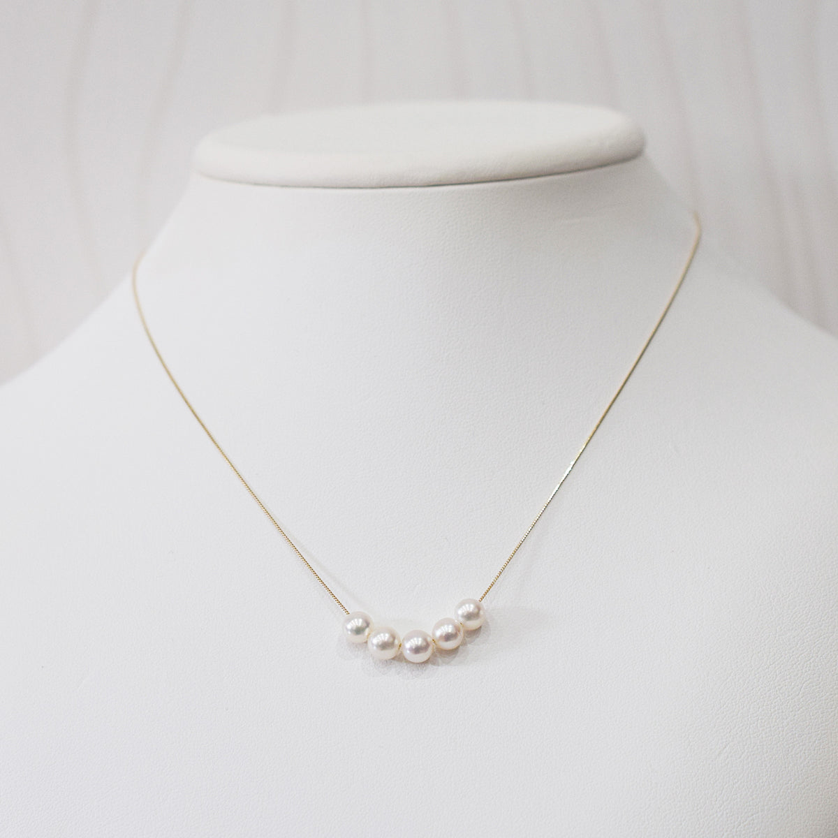 【K10 / K18】Rare White pink 5.5mm - 6.5mm Seawater Real 5pc Akoya Pearl necklace AkoyaPearl Japan あこや 真珠